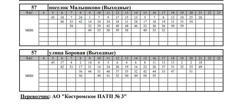 В Костроме автобус №57 изменит расписание