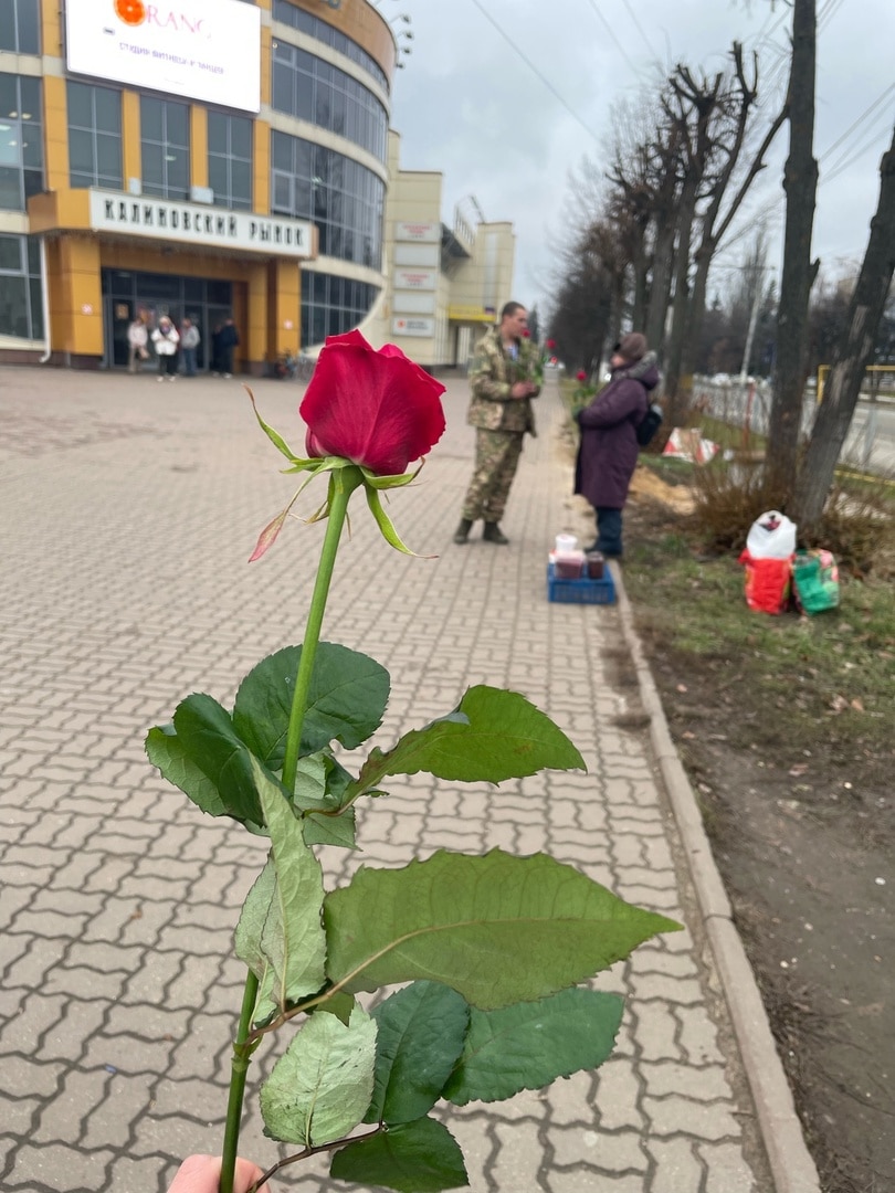 Роза алая моя: боец СВО дарил женщинам цветы на улицах Костромы