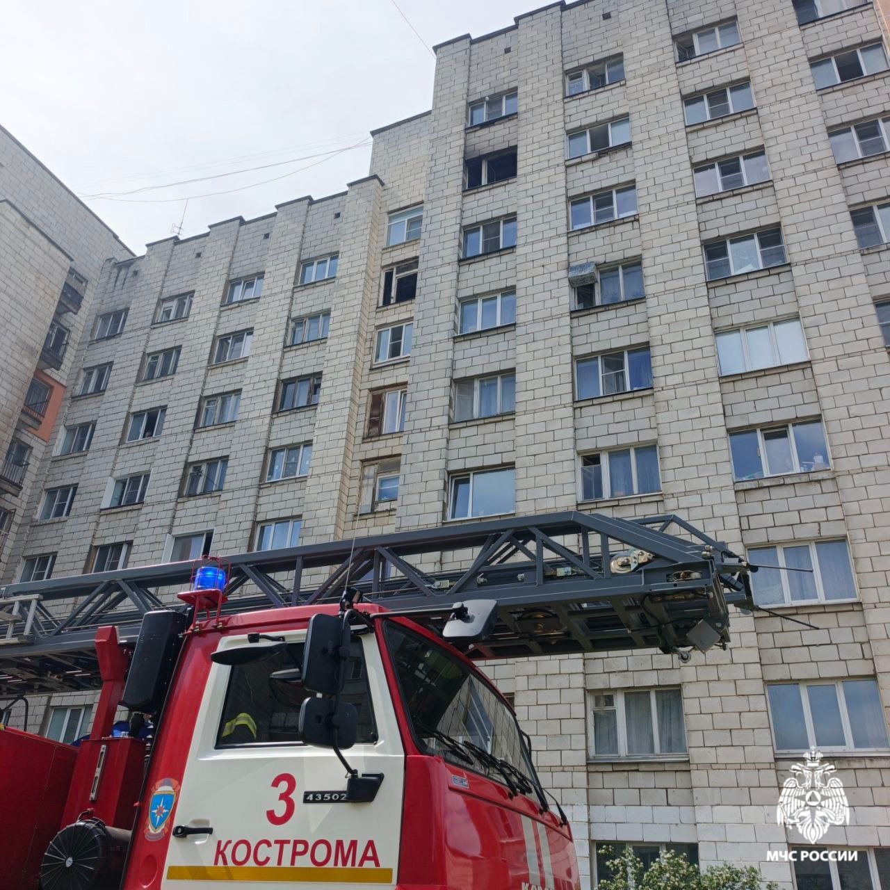 В Костроме на Южной из полыхающей многоэтажки спасли четверых