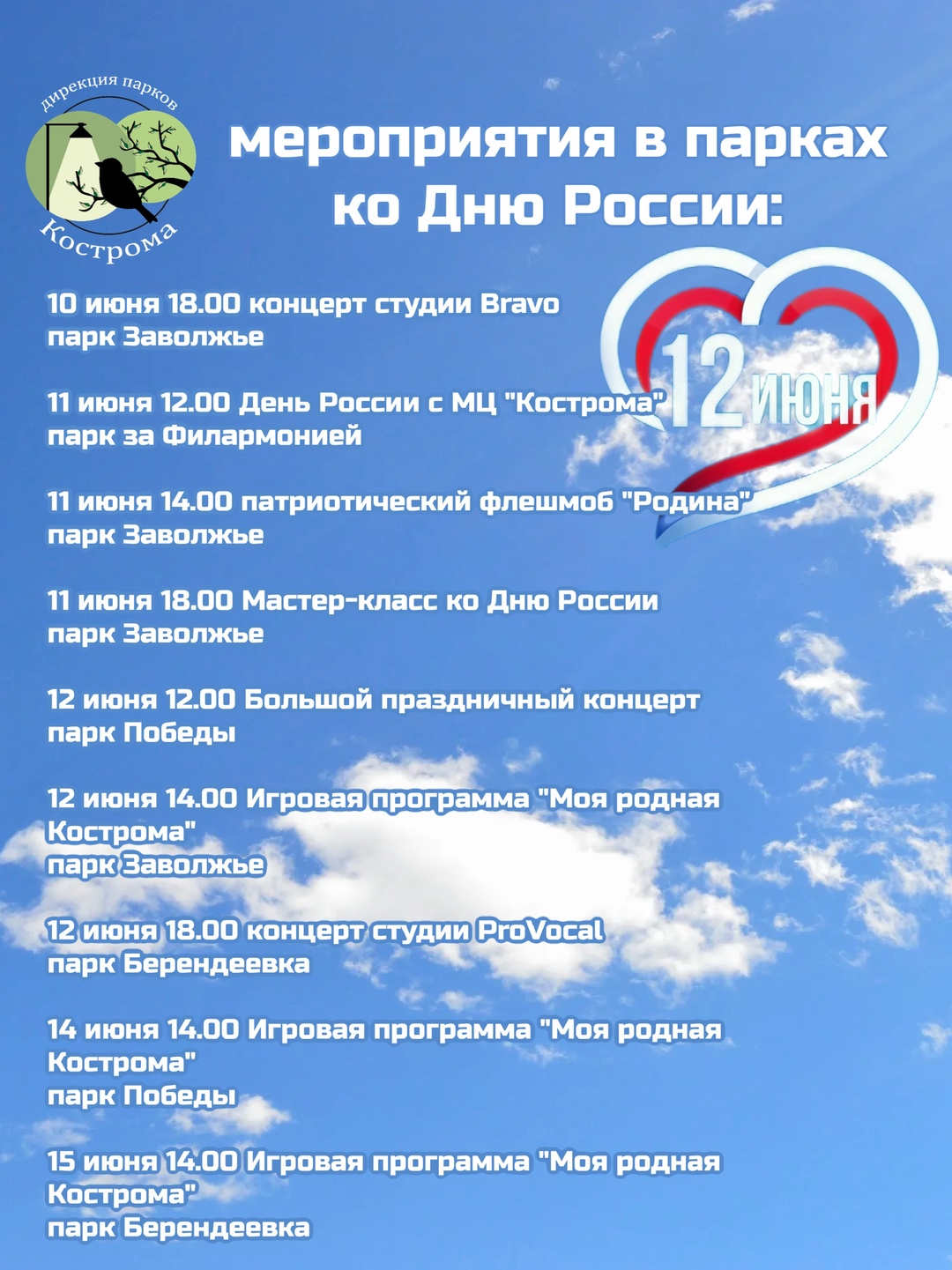 Патриотический флешмоб и вокальные концерты: костромичей ожидает насыщенный День России