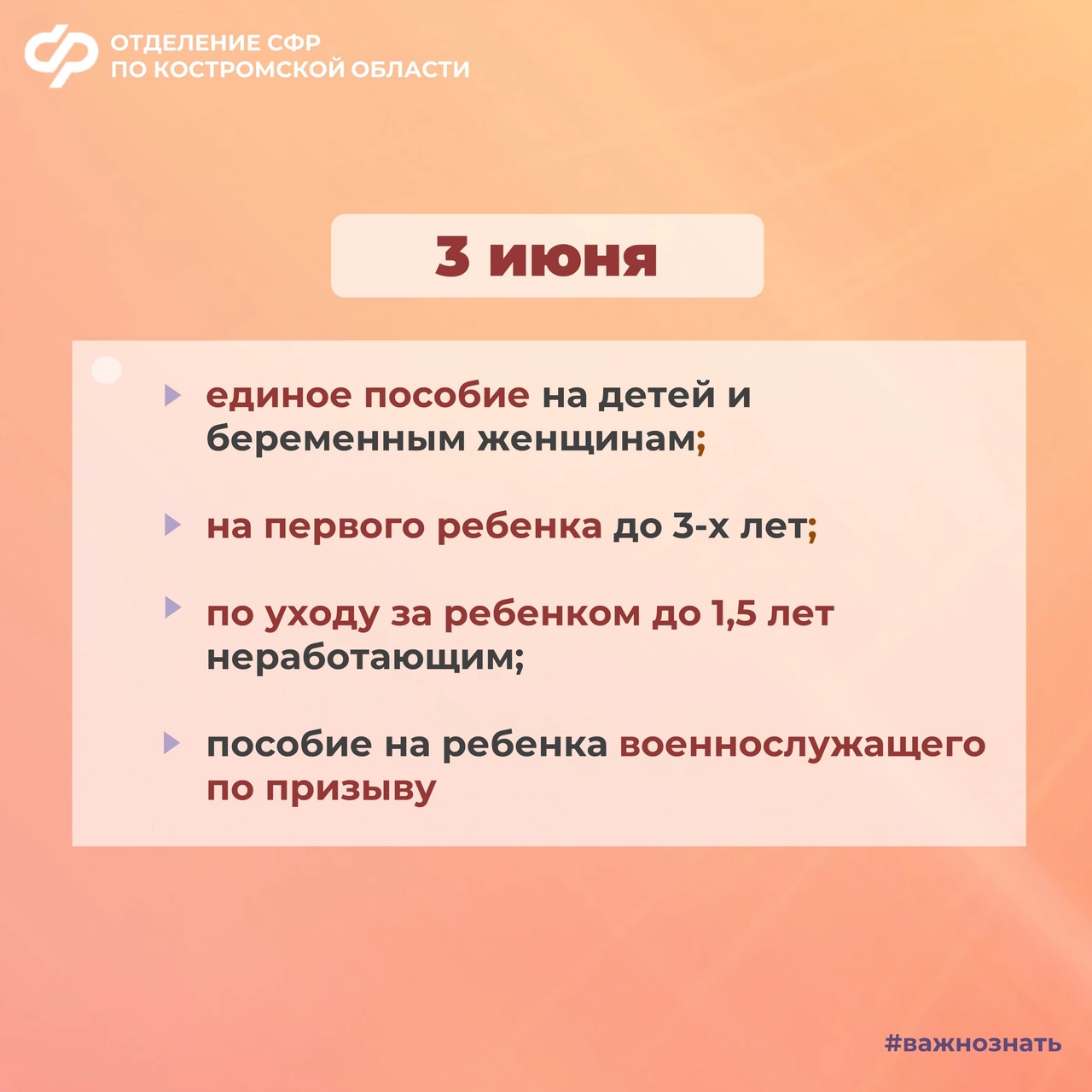 Костромской СФР озвучил график получения детских пособий