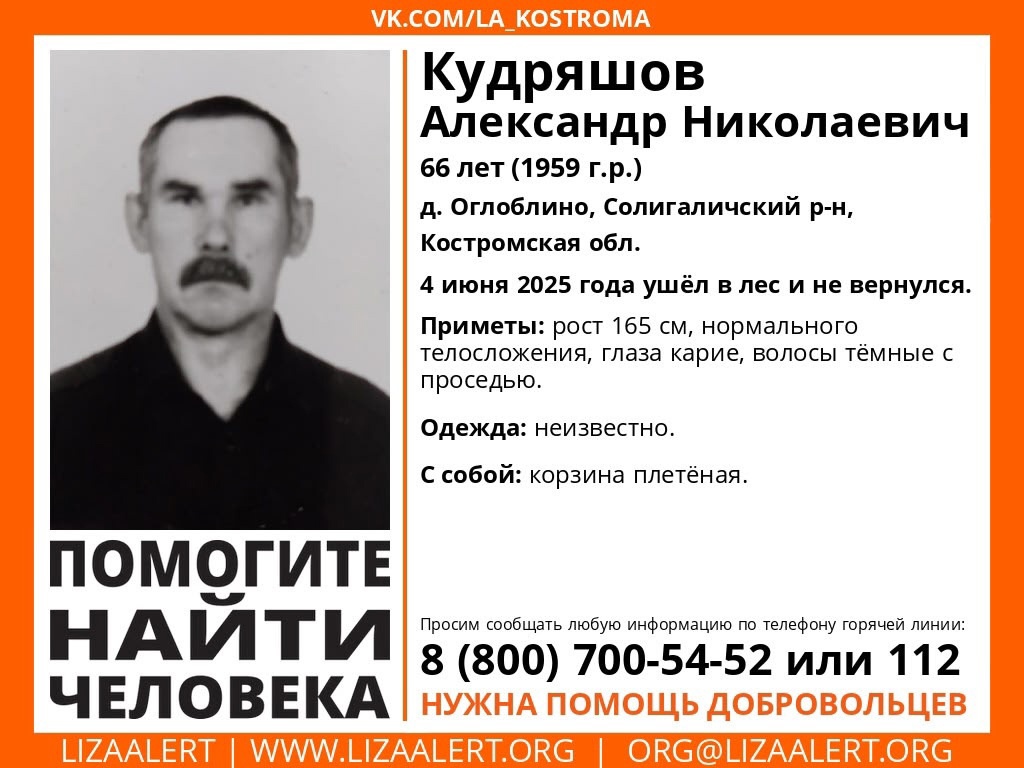 Усатого мужчину с плетеной корзинкой разыскивают в Костромской области