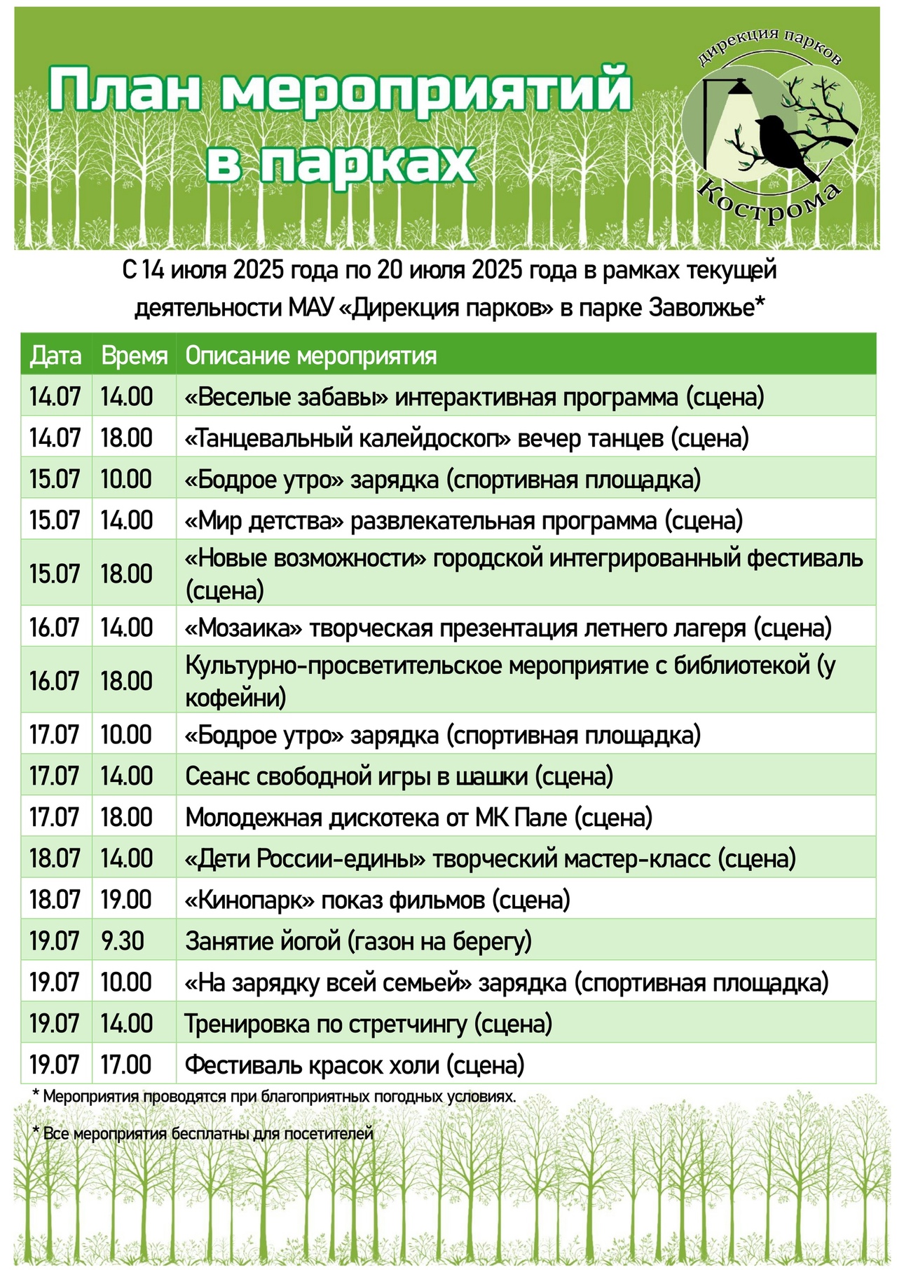 Фестиваль красок и сладкий праздник: как костромичи проведут выходные в городских парках
