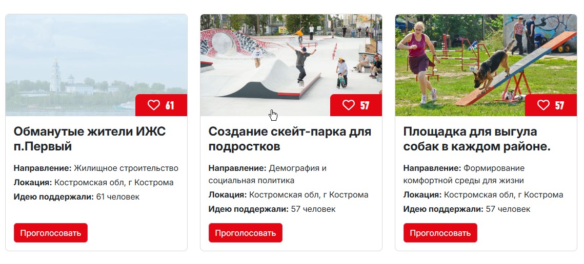 Костромичи мечтают о красивой набережной и площадках для выгула собак