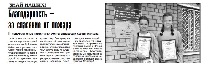 Две костромские школьницы спасли село от огня