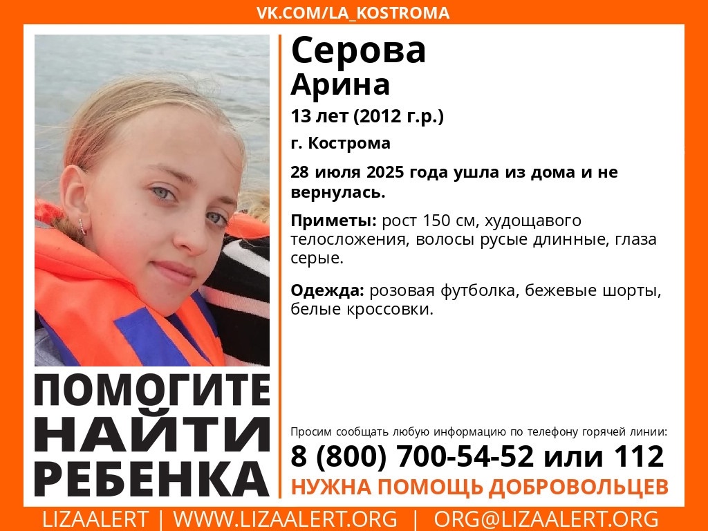 В Костроме второй день ищут девочку-подростка в розовом