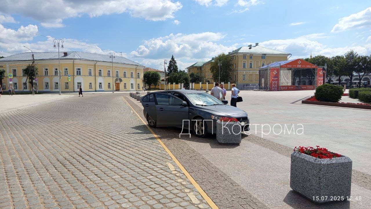 В центре Костромы мужчина въехал в клумбы из-за нестерпимой боли