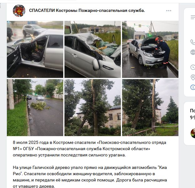 Пострадавшую от бревна в лобовуху костромичку доставали из машины очевидцы