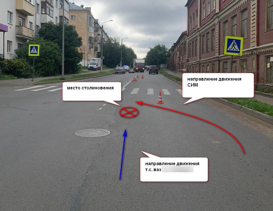 Сбитого на электроскутере костромича госпитализировали