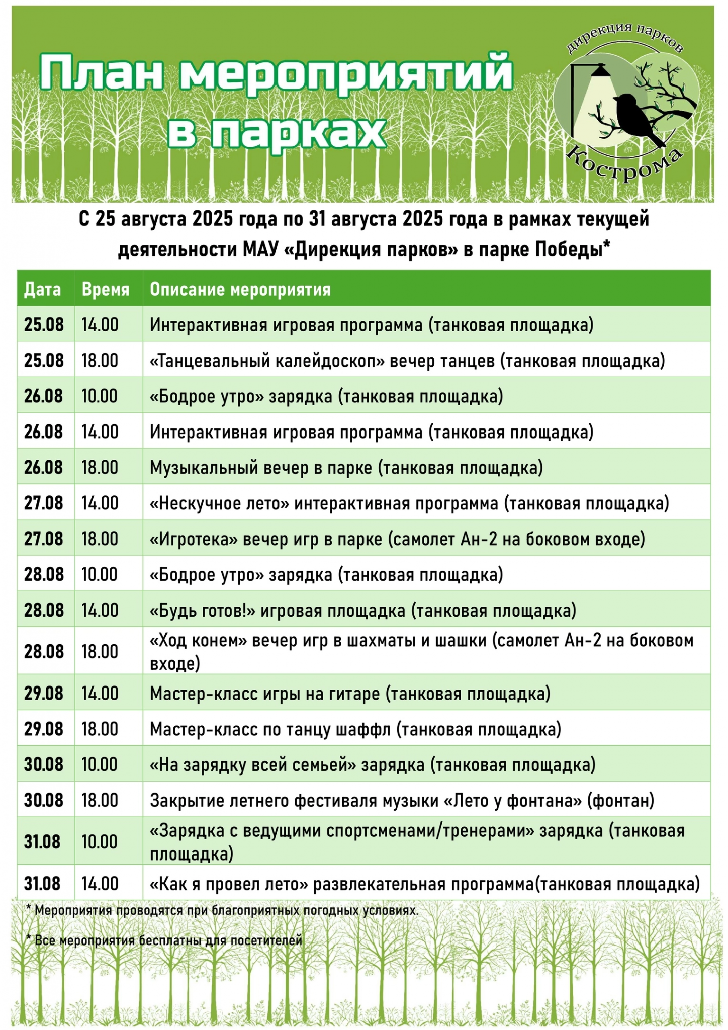 Барабанный концерт и фестиваль красок: как пройдут последние деньки лета в городских парках