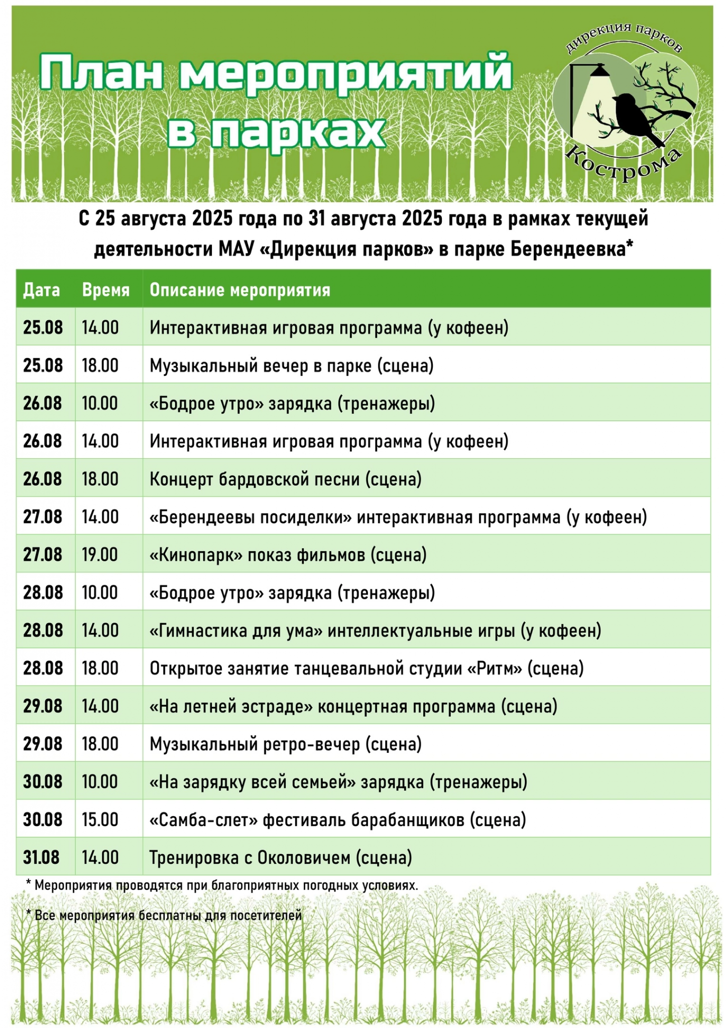 Барабанный концерт и фестиваль красок: как пройдут последние деньки лета в городских парках