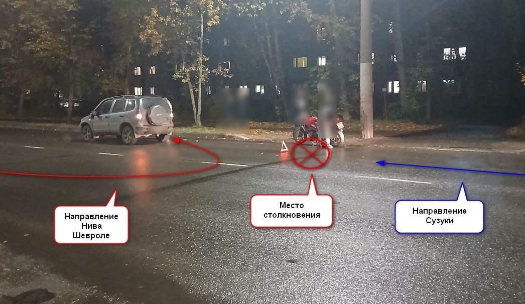Иномарка и мотоцикл не поделили дорогу в Костроме