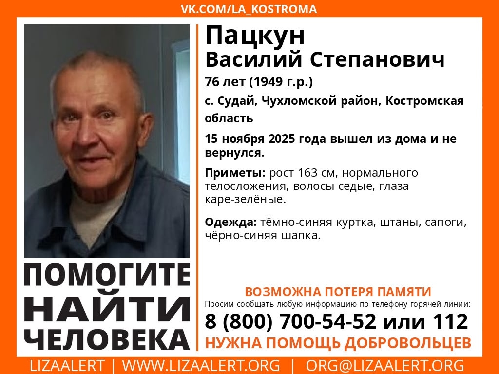 В Костромской области третий день ищут пенсионера в сапогах