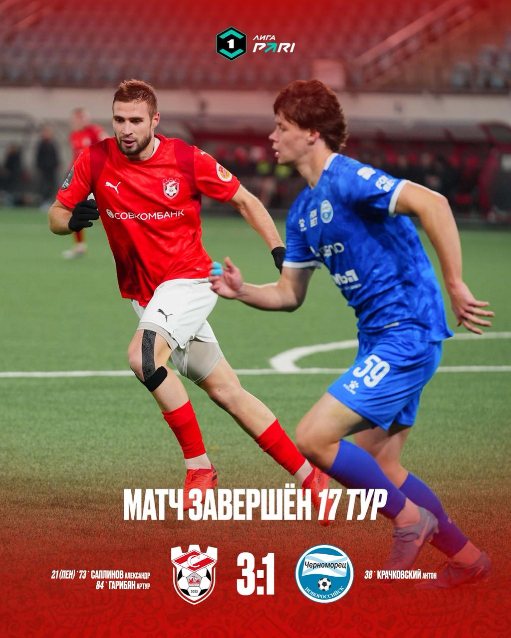 Долгожданной победой закончилась игра костромского «Спартака» с «Черноморцем»