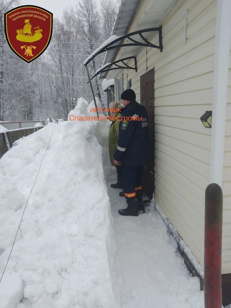 В Макарьеве собака оказалась под завалом сошедшего с крыши снега