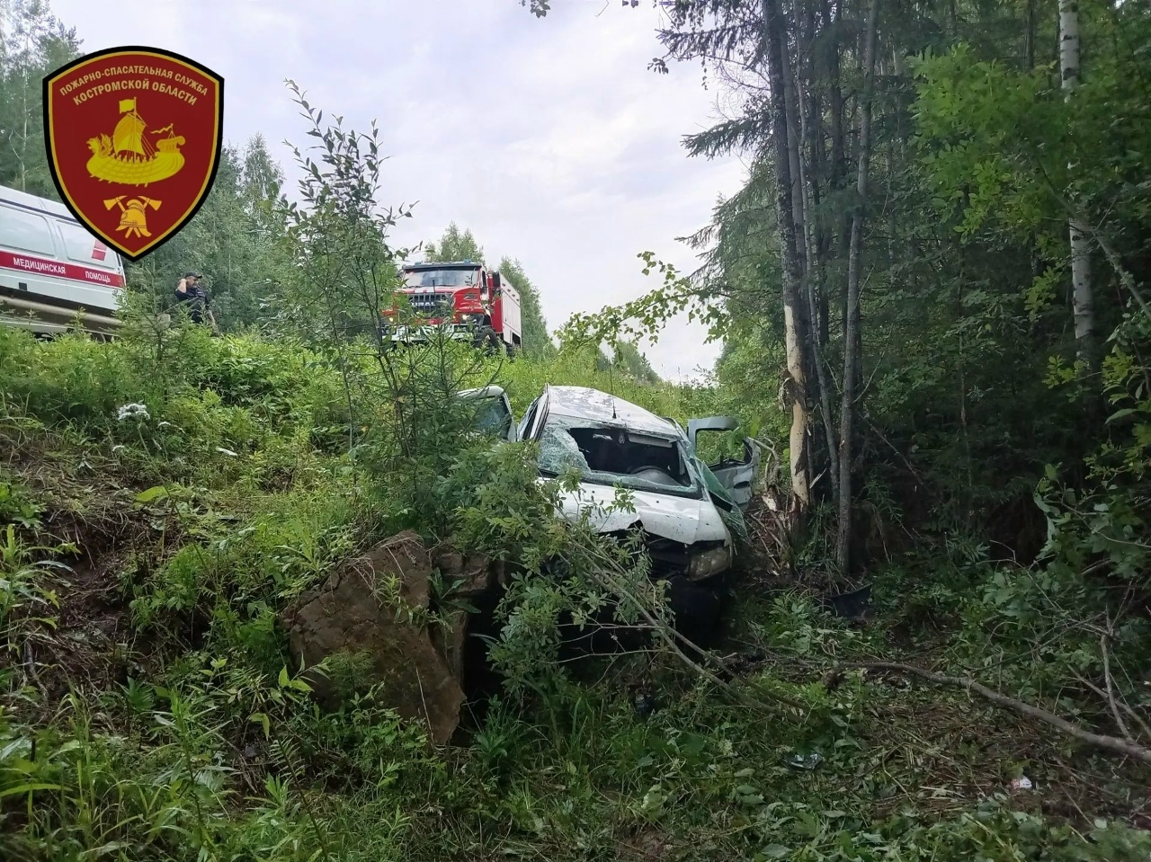 В Костромской области спасателям пришлось вырезать пострадавшего из разбитой иномарки