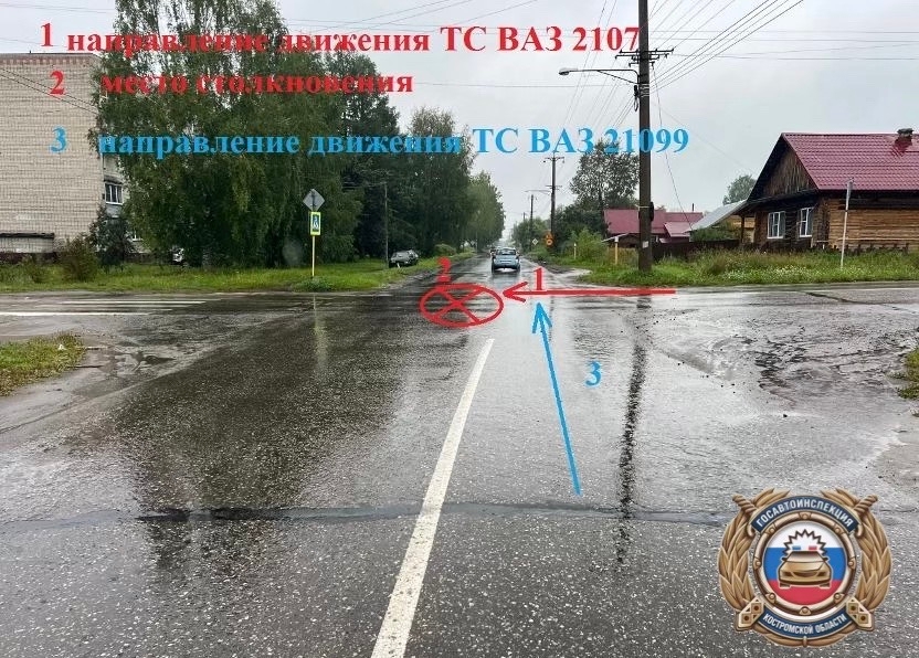 На костромской трассе молодой водитель пострадал в ДТП, не уступив дорогу другому автомобилю